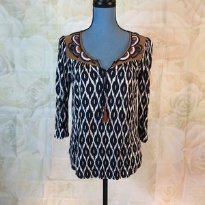A Common Thread print tunic w embellished yoke  S